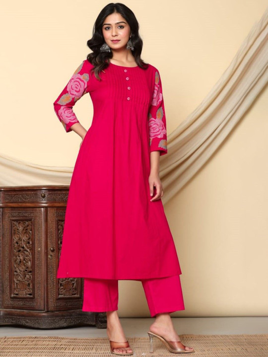 Autumn Lane Embroidered Thread Kurta With Palazzos - Image 4