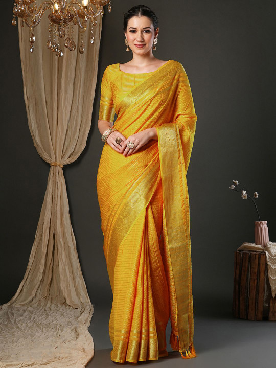 Woven Design Zari Banarasi Saree - Image 7