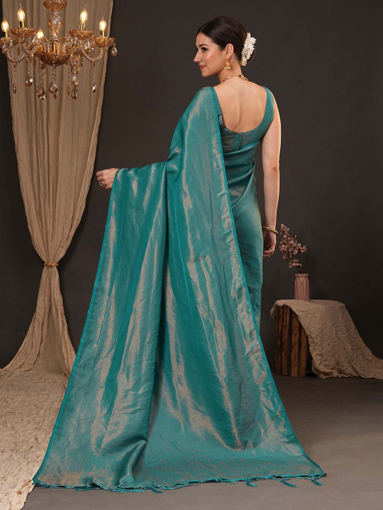 Woven Design Zari Silk Blend Kanjeevaram Saree - Image 5