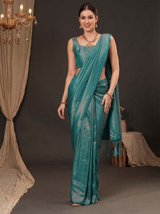 Woven Design Zari Silk Blend Kanjeevaram Saree - Image 7