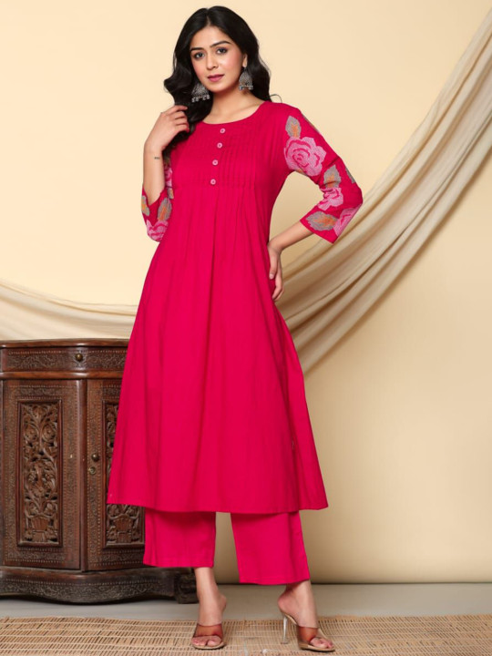 Autumn Lane Embroidered Thread Kurta With Palazzos - Image 6