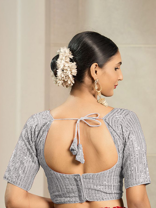 HERE&NOW Embroidered Sleeveless Saree Blouse - Image 3