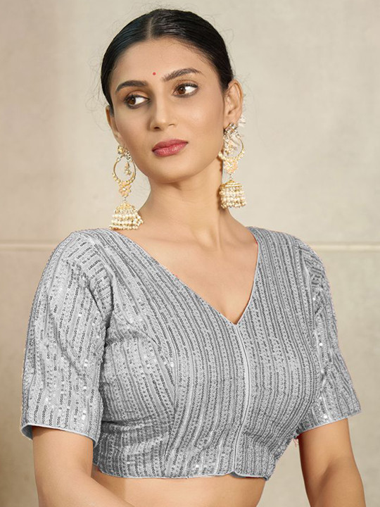 HERE&NOW Embroidered Sleeveless Saree Blouse - Image 4