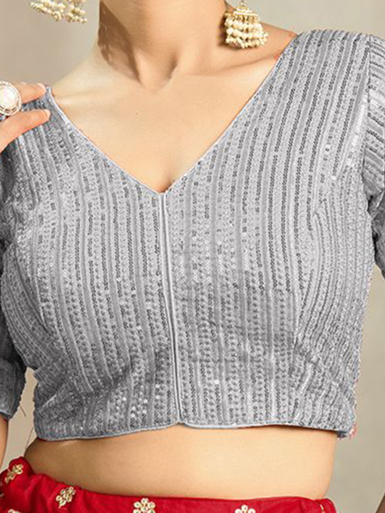 HERE&NOW Embroidered Sleeveless Saree Blouse - Image 2